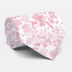 Gravata Rosas Florais Brancos Rosa Padrão Chinoiserie