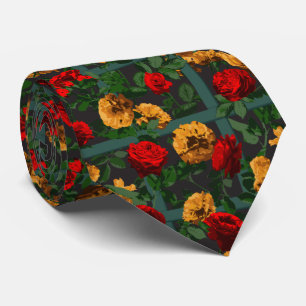 Gravata Rosas Florais Elegantes Amarelas Vermelhas  