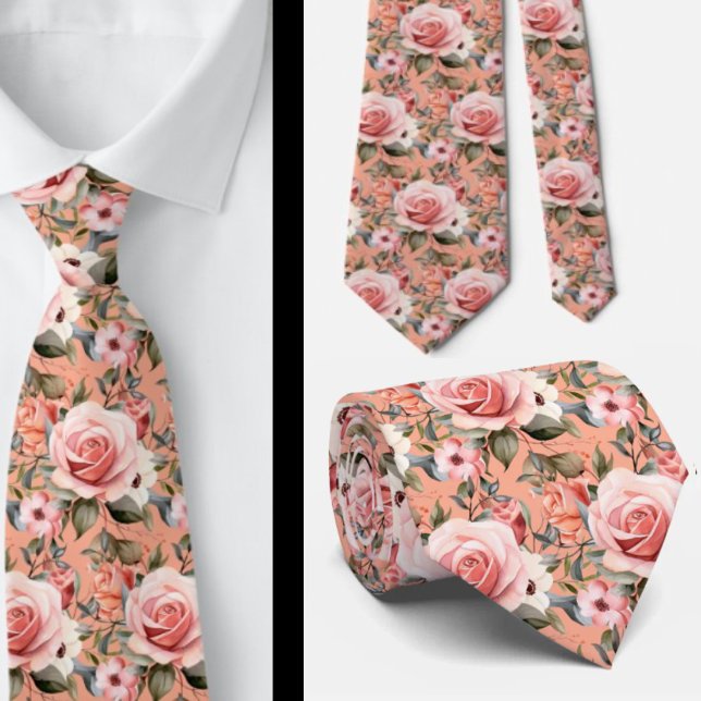 Gravata Rosas Florais Flores Rosa (Criador carregado)