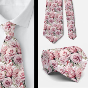 Gravata Rosas Florais Flores Rosa