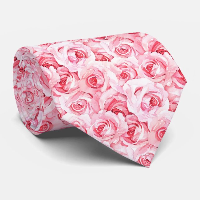 Gravata Rosas fúcsia em aquarela (Rolled)