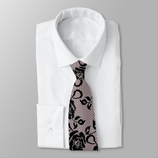 Gravata Rosas Negras Lace Peixe de Pescoço - Romântico (Amarrado)