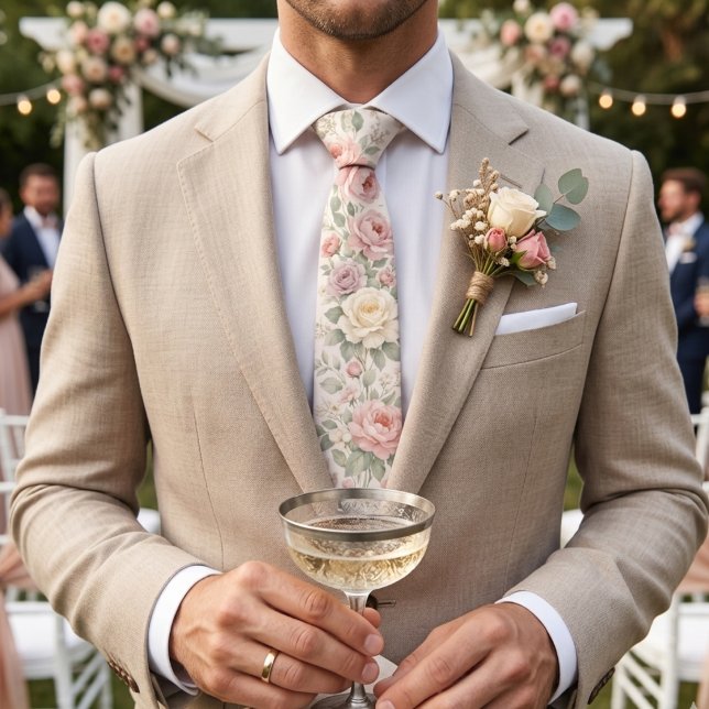 Gravata Rosas Pastel Vintage Suaves (Criador carregado)