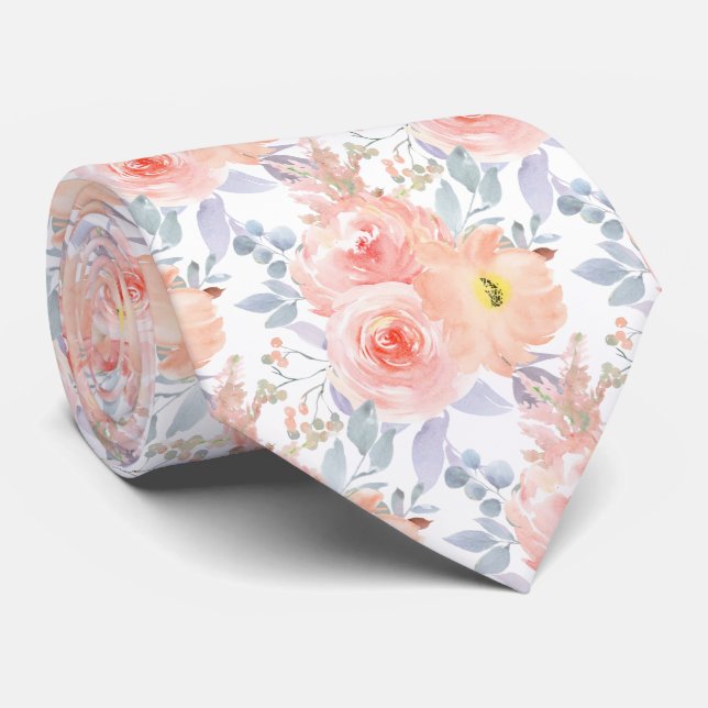 Gravata Rosas Peônias Eucalipto Beijo de Água (Rolled)