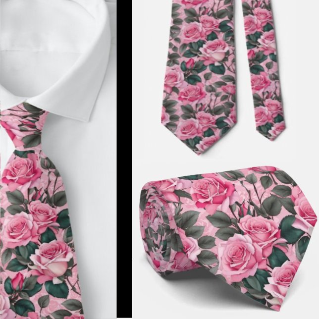 Gravata Rosas Rosa Flores Florais Palmas Colheita (Criador carregado)