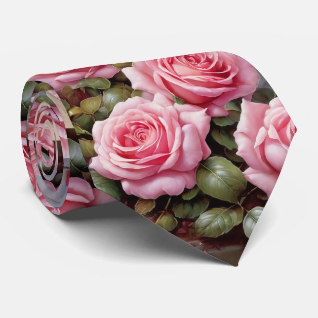 Gravata Rosas Rosa Flores Florais Palmas Colheita (Rolled)