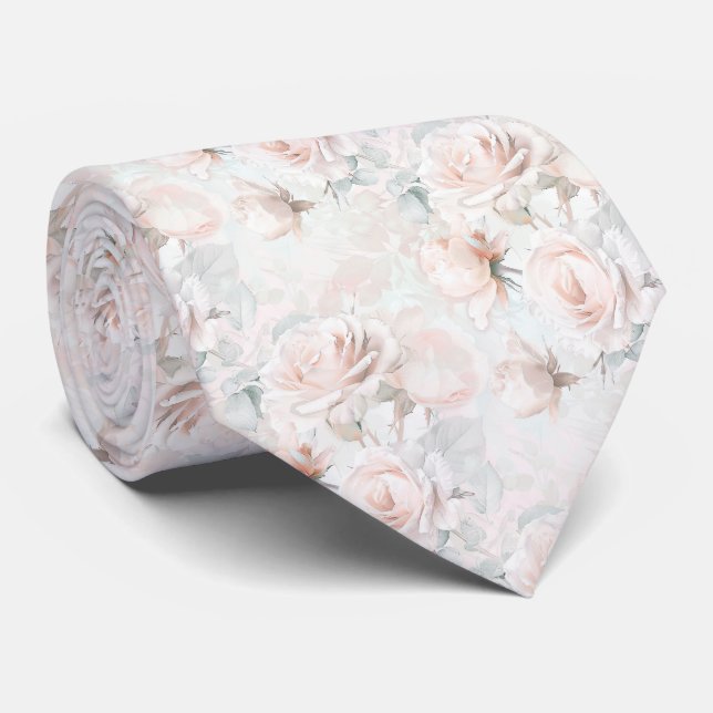 Gravata Rosas rosa pálido (Rolled)