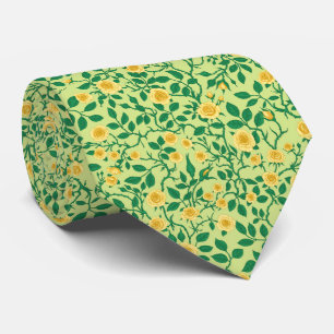 Gravata Rosas selvagens em amarelo e verde