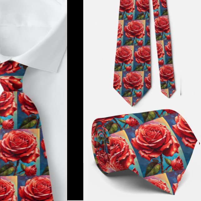 Gravata Rosas vermelhas Arco-Íris Incríveis Coletor Formal (Criador carregado)