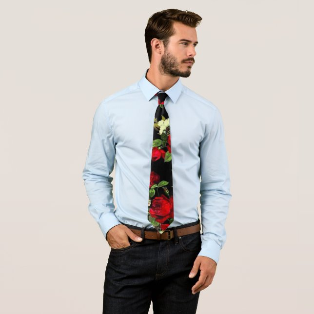 Gravata Rosas vermelhas em preto. (In Situ)