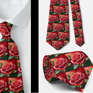 Gravata Rosas vermelhas Incríveis Coletor Formal