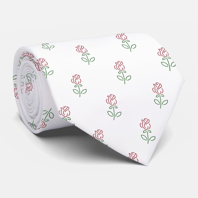 Gravata Rosas vermelhas, Padrão De Rosas, Flores (Rolled)