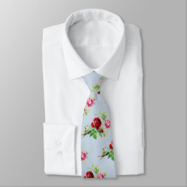 Gravata rosas vintage em azul de pó suave
