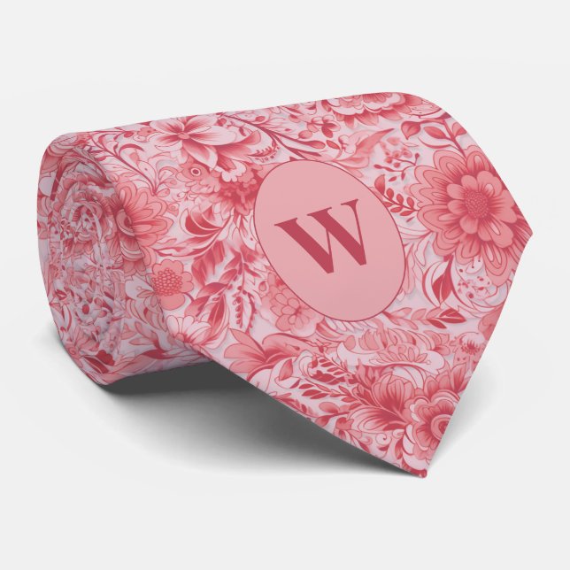 Gravata Rose Gold Botanical Pattern (Rolled)