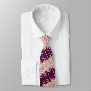 Gravata Rose Gold Glitter e Bordeaux