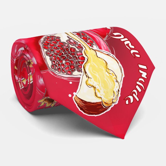 Gravata Rosh Hashannah - um ano novo feliz, doce (Rolled)