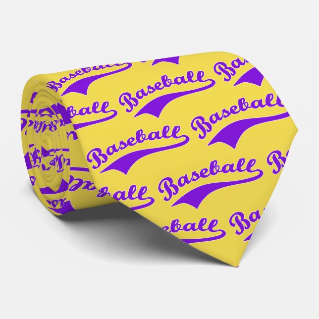 Gravata Roteiro De Baseball Em Roxo (Rolled)