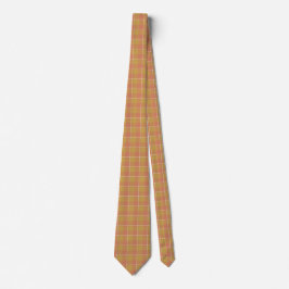 Gravata Roti Gold and Japonica Apricot Plaid Neck Tie