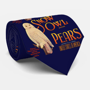 Gravata rótulo de caixa de frutas peras marca Snow Owl imp