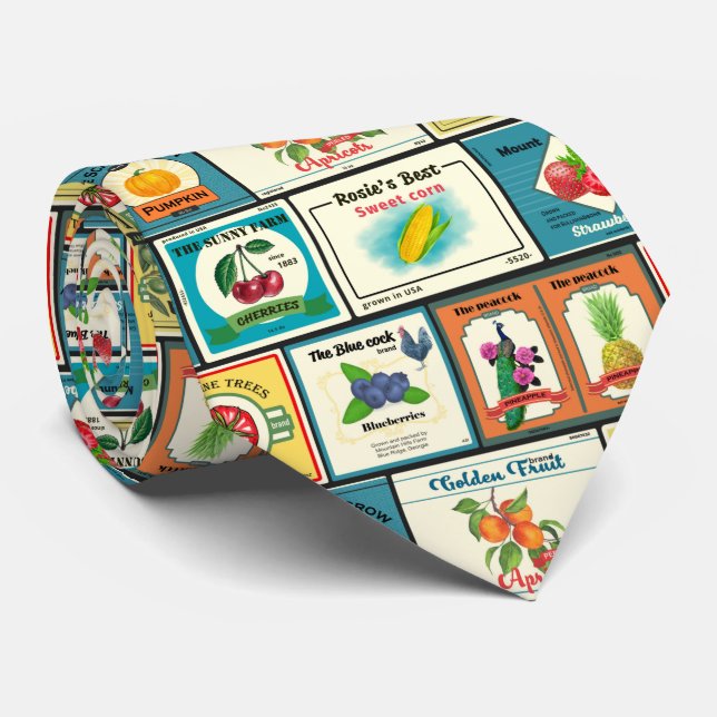 Gravata rótulos de frutas em latas antigas (Rolled)