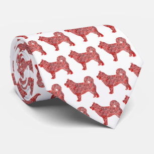 Gravata Rouco Siberian Dog Natal Silhouette Pescoço Branco