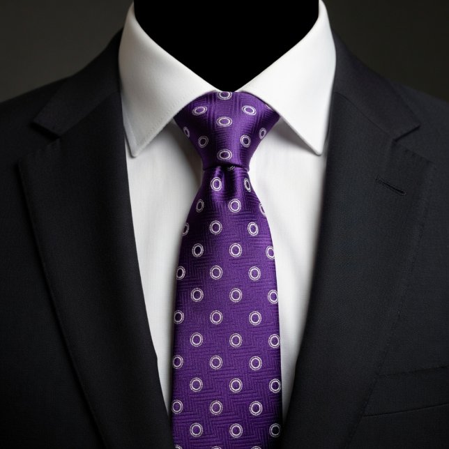 Gravata Roxo Ameixa e Bolinhas Brancas (Criador carregado)