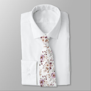 Gravata Roxo Bege Floral Terno para Padrinhos de Casamento