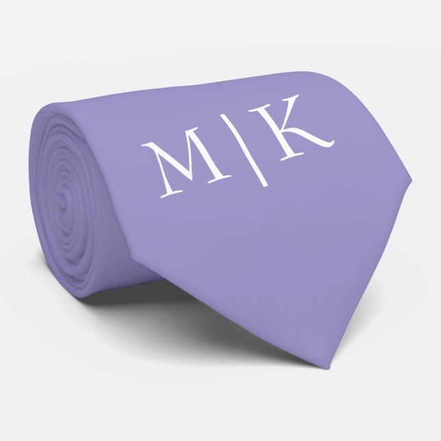 Gravata Roxo e Branco | Monograma Moderno (Rolled)
