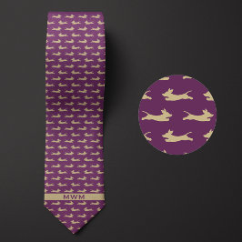 Gravata Roxo e Dourado Dachshund