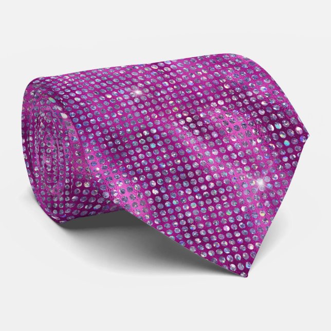 Gravata Roxo e Prata Sparkles (Rolled)