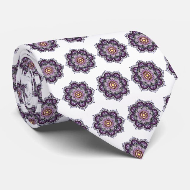 Gravata Roxo Mandala Vintage dos anos 70 (Rolled)