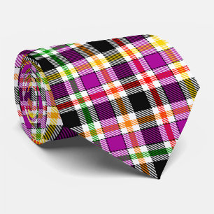 Gravata Roxo Preto Multicolor Flanela Xadrez Tartã