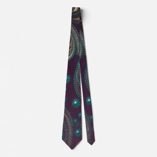 Gravata Roxo Turquesa Dourado Metálico  (Frente)