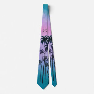 Gravata Roxo-turquesa Palmtrees
