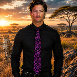 Gravata Roxo Vibrante Leopardo