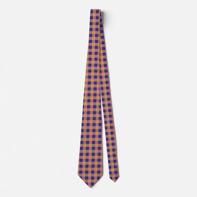 Gravata Royal Blue, Dusty Rosa e Tan Gingham (Frente)