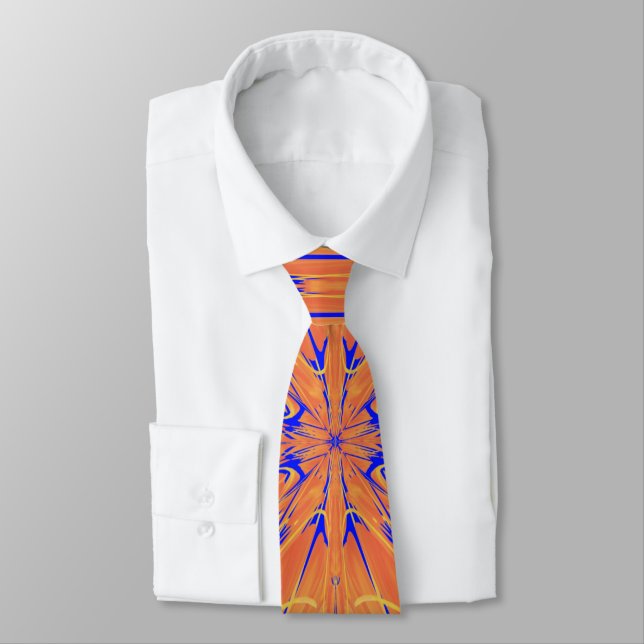 Gravata Royal Blue E Citrus Orange Art Design (Amarrado)