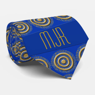 Gravata Royal Blue e Dourado Paisley  com Monograma
