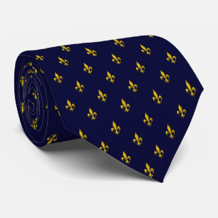 Gravata Royal Blue Fleur De Lis Pattern