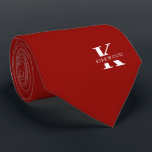 Gravata Ruby Red Elegant Monograma   Nome | Dois lados<br><div class="desc">Um colar elegante, de dois lados, com um monograma branco e arrojado sobre fundo vermelho rubi. Por cima deste monograma, está o seu primeiro sobrenome, soletrado em todas as capitais. Se você preferir um nome mais ousado procure o dentro de nome pessoal da letra grande, você pode fazer o seguinte:...</div>
