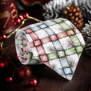 Gravata Rustic Christmas Gingham Necktie