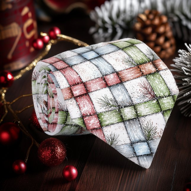 Gravata Rustic Christmas Gingham Necktie (Criador carregado)