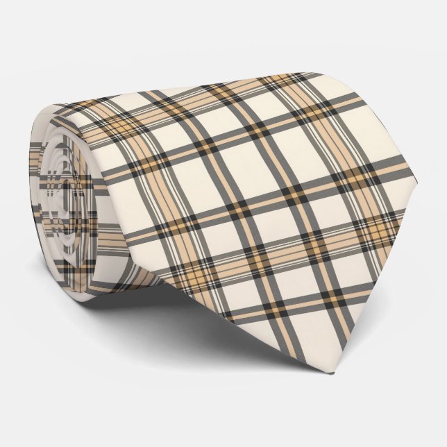 Gravata Rustic Farmhouse Beige and Brown Plaid Gift (Rolled)