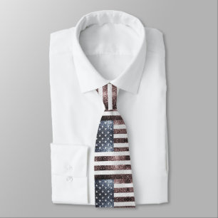 Gravata Rustic Red White Blue Sparkles bandeira dos EUA