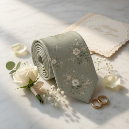 Gravata Rustic Sage Green Vintage Floral 