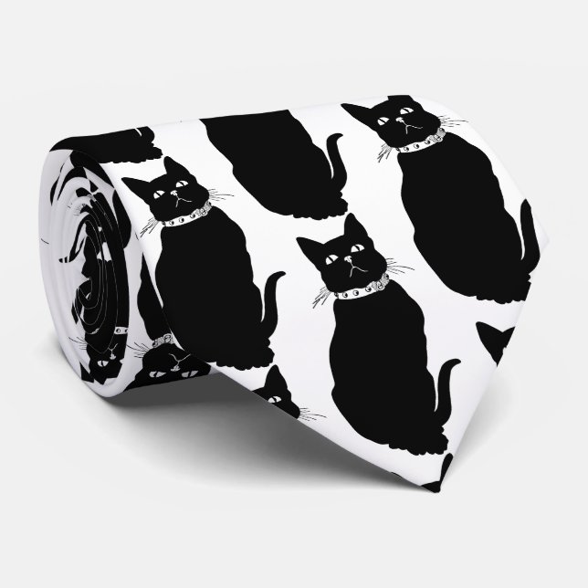 Gravata Saco de Tote Preto de Gato Vintage (Rolled)