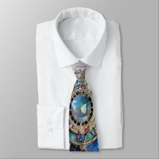Gravata Safiras Rosa e Azul Diamantes Pérolas Mandala