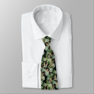 GRAVATA SAGE GREEN BLACK BOTANICAL MENS TIE