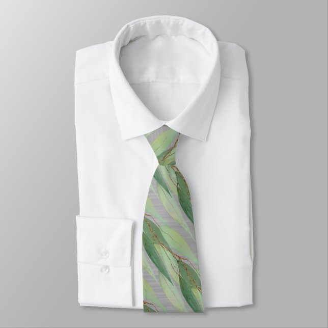 GRAVATA SAGE GREEN BOTANICAL EUCALYPTUS CINZA 2 TIE (Amarrado)