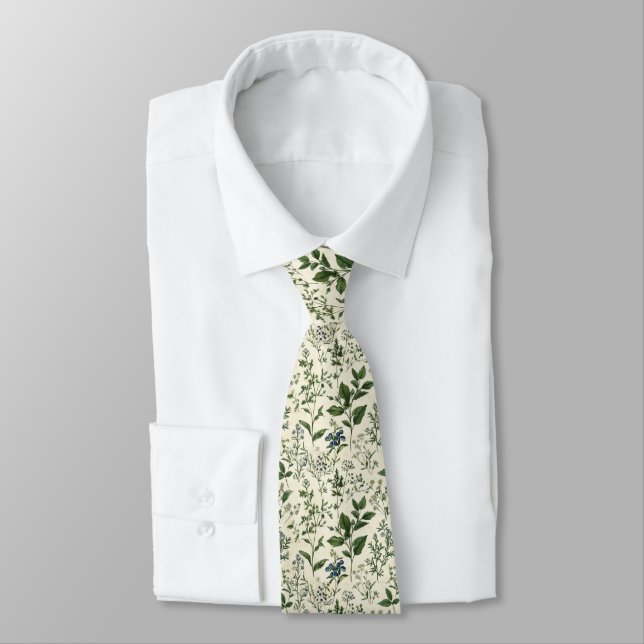 Gravata Sage Green Botanicals Groom Wedding Groomsmen  (Amarrado)